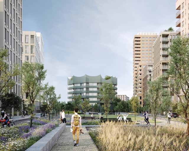 Vision image of the area Hagastaden and Emerald House.